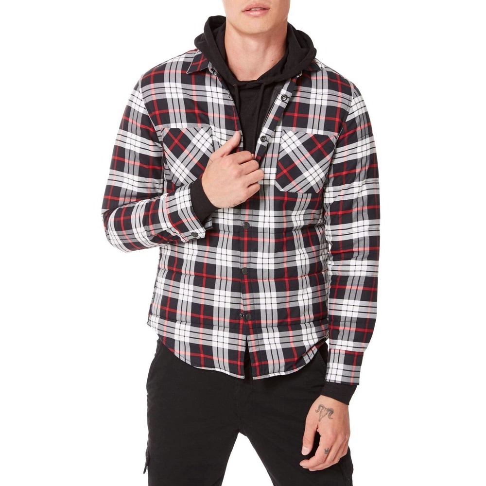 Good Man Brand Stockholm Shirt Jacket Plaid Red Black White Snap Front Men's XXL